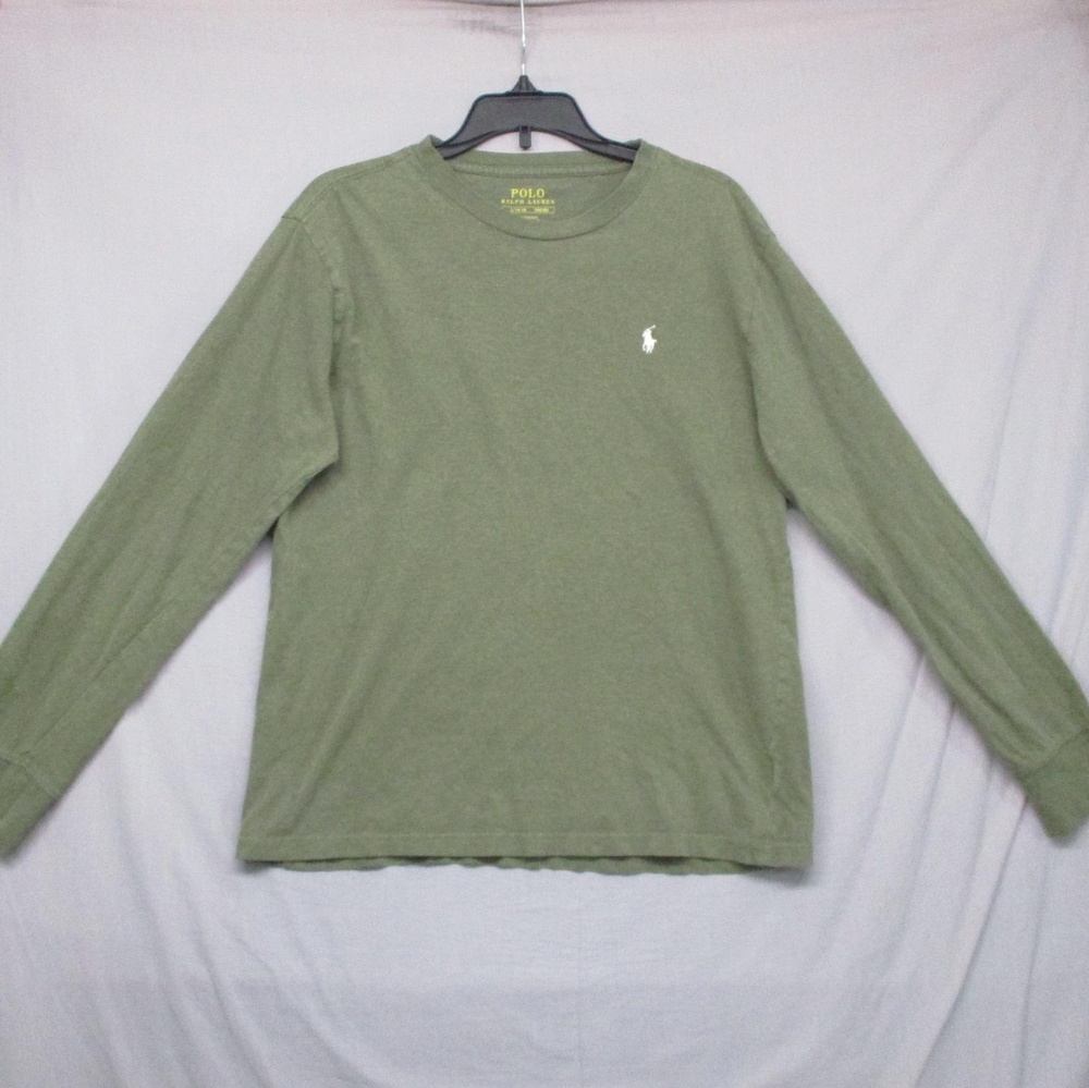 Polo Ralph Lauren Olive Green Logo Crew Neck Shirt Unisex Size L‎